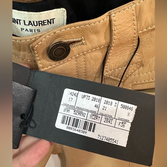 NWT Saint Laurent Leather Kick Flare Pants Beige FR36 - Picture 10 of 16